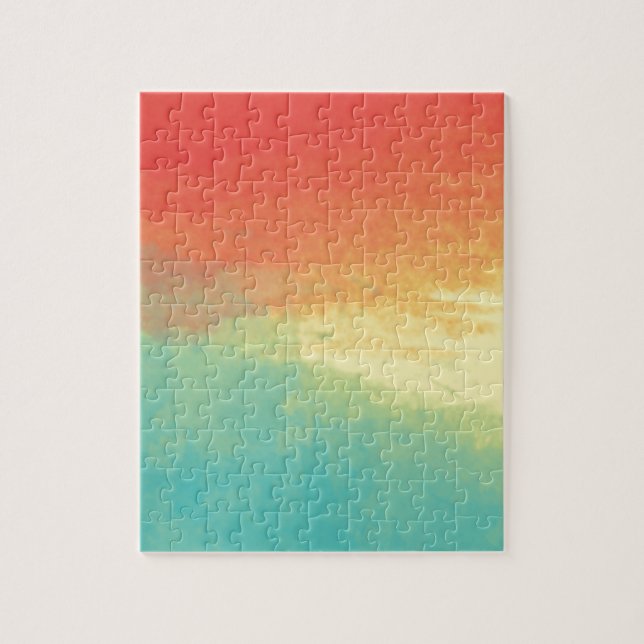 Puzzle Texture d'aquarelle d'Ombre - Teal, jaune, corail (Vertical)