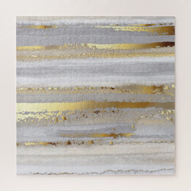 Puzzle Texture d'aquarelle en or gris luxe (Vertical)