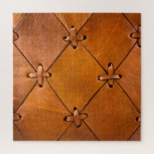 Puzzle Texture en cuir, détails de selvage naturel.
