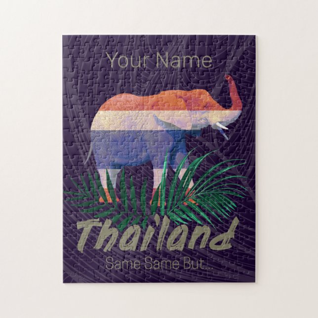 Puzzle Thaïlande Elephant Drapeau Jungle Feuille Souvenir (Vertical)