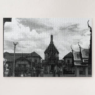 Puzzle Thaïlande vintage Bangkok Wat Phra Kaew touristes
