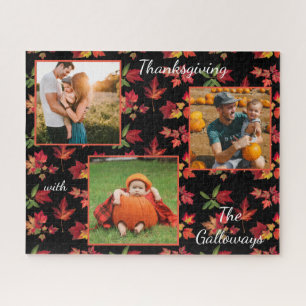 Puzzle Thanksgiving 3 photos personnalisées Citrouille Fe