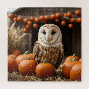 Puzzle Thanksgiving Citrouille Harvest Barn Owl