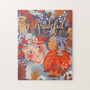 Puzzle Thanksgiving feuilles d'automne reconnaissante fil