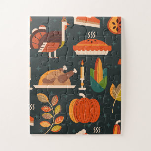 Puzzle Thanksgiving Happy Turkey Day pattern gift