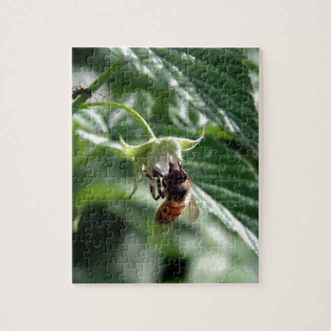 Puzzle The Bee on the Raspberry Bush (Vertical)