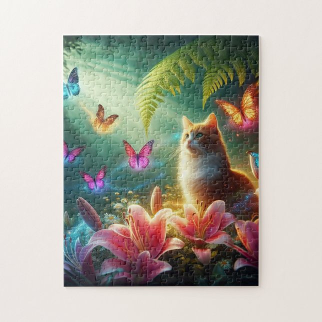 Puzzle The Curious Cat & Her Butterflies (Vertical)
