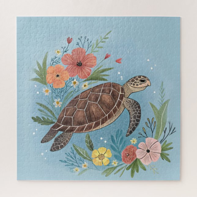 Puzzle The illustration of a sea turtle (Vertical)