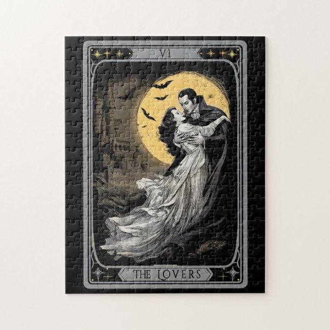 Puzzle The Lovers Tarot Card – Gothic Vampire Dracula and (Vertical)
