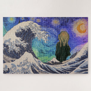 Puzzle The Scream at The Great Wave Starry Night