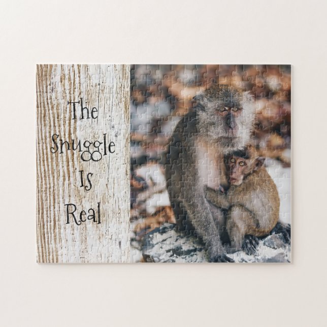 Puzzle The Snuggle Is Real Hugging Parent Child Monkeys (Horizontal)