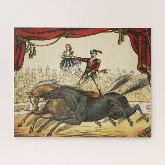 Puzzle The Two Horse Act, Circus Performance, vers 1874. (Horizontal)