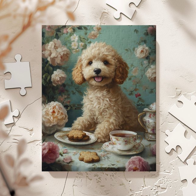 Puzzle Théâtre de thé Goldendoodle Art (Créateur téléchargé)