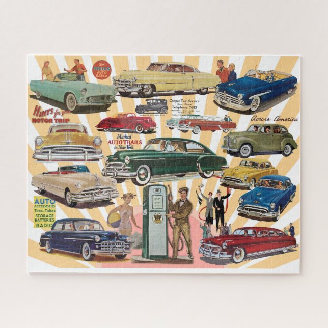 PUZZLE THÈME DE COLLAGE D'AUTOMOBILE ANCIENNE (Horizontal)