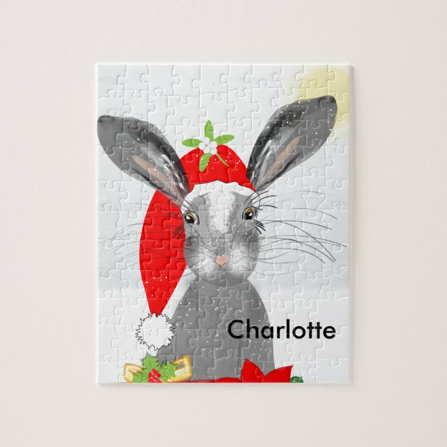 Puzzle Thème de Noël de lapin lapin mignon (Vertical)