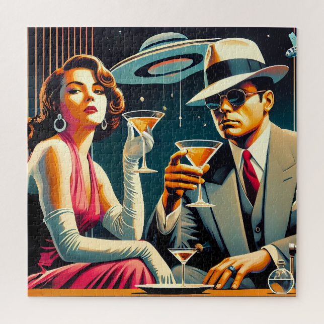 Puzzle Thème Gangster Martini de l'ère spatiale Las Vegas (Vertical)