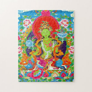 Puzzle tibétain cool thangka vert tara dieu tatouage vibr