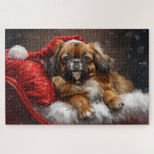 Puzzle Tibétain Épagneul Chien Noël Festif