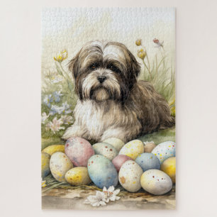 Puzzle Tibétain Terrier Chien avec Vacances de Œufs de Pâ