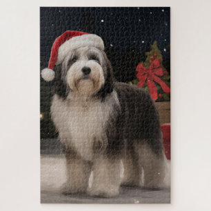 Puzzle Tibétain Terrier Chien dans la neige Noël