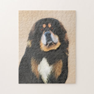 Puzzle Tibetan Mastiff Painting - Cute Original Dog Art