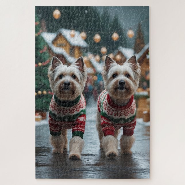 Puzzle Tibetan Terrier Dogs Christmas Snow Holiday (Vertical)