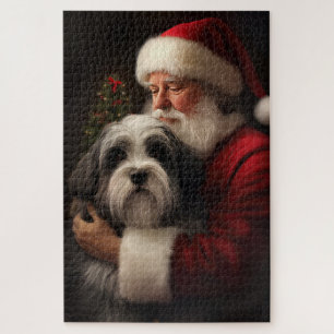 Puzzle Tibetan Terrier Père Noël Festif Noël