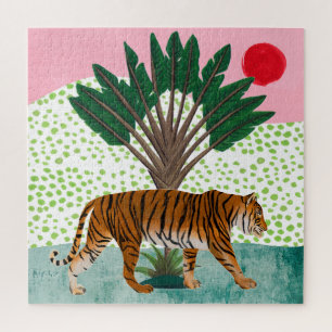 Puzzle Tiger at Sunset