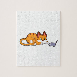 Puzzle Tiger chat avec souris