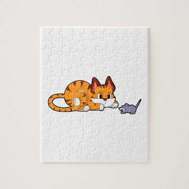 Puzzle Tiger chat avec souris (Vertical)