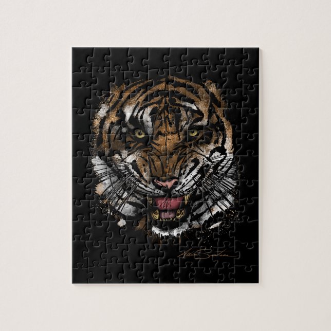 Puzzle Tiger face (conception de signature) (Vertical)