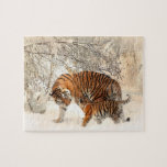 Puzzle Tiger with cub in the Snow<br><div class="desc">Tiger cub playing with its mother in the snow.</div>