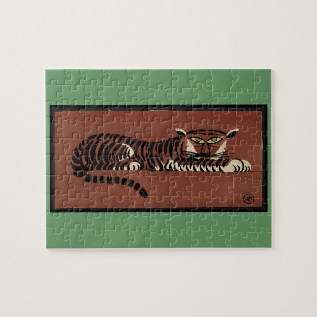 Puzzle Tigre - Antiquaire, Illustration de livre coloré (Horizontal)