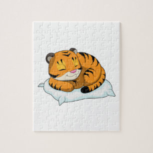 Puzzle Tigre au coucher avec Coussin