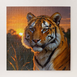 Puzzle Tigre au coucher du soleil