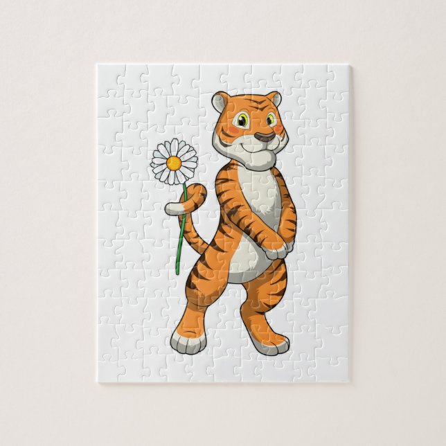 Puzzle Tigre avec Daisy Flower (Vertical)