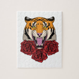 Puzzle Tigre avec Rose