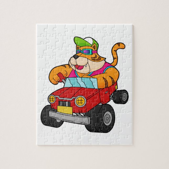 Puzzle Tigre avec voiture (Vertical)