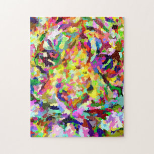 Puzzle Tigre blanc abstrait artistique coloré