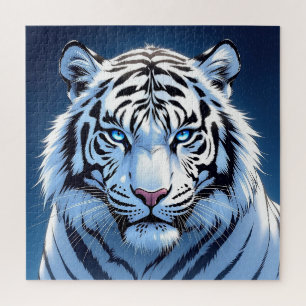Puzzle Tigre blanc aux yeux bleus