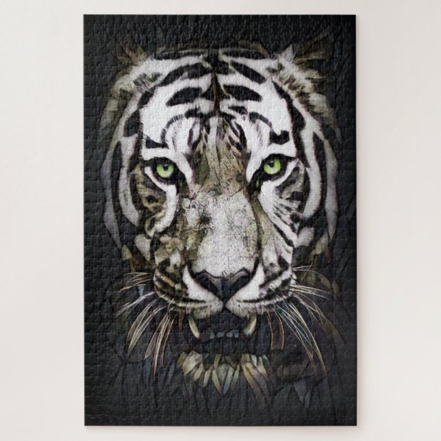 Puzzle Tigre blanc en verre tendu (Vertical)