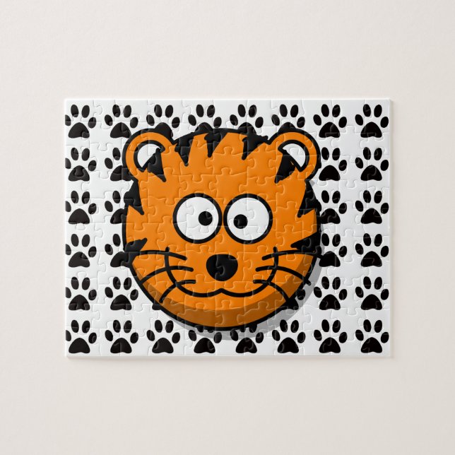Puzzle Tigre de sourire de bande dessinée avec l'arrière (Horizontal)