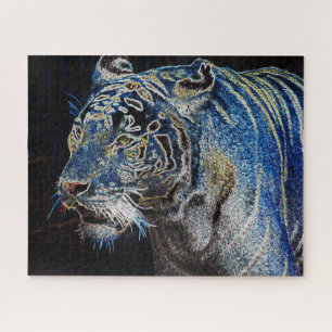 Puzzle Tigre Électrisant Dans La Nuit