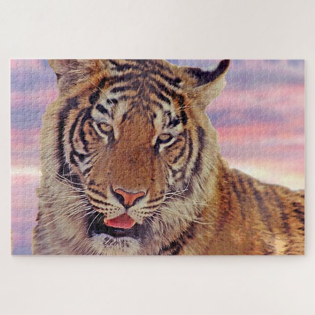 Puzzle Tigre endormi au coucher du soleil, Big Cat (Horizontal)