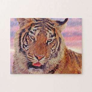 Puzzle Tigre endormi au coucher du soleil, Big Cat