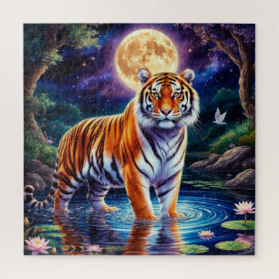Puzzle Tigre majestueux dans un paysage fantastique au cl