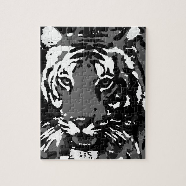 Puzzle Tigre noir blanc Pop Art (Vertical)