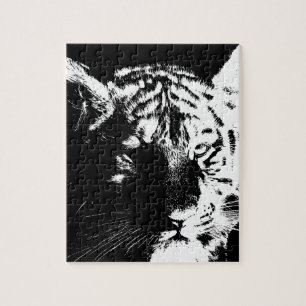Puzzle Tigre noir et blanc Pop Art