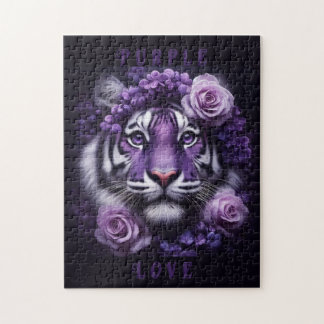 Puzzle Tigre pourpre avec fleurs