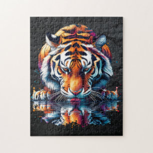 Puzzle Tigre regardant son reflet dans l'eau